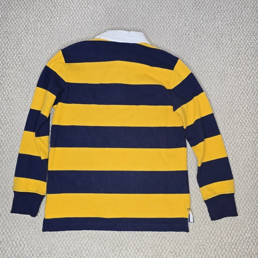 Old Navy Yellow and Navy Striped Polo Rugby Shirt Size 8